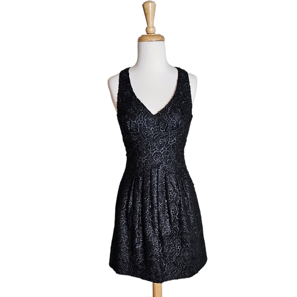 Anthro Leifsdottir Lingonberry Black Floral Lace Dress Size 2 - Picture 4 of 14